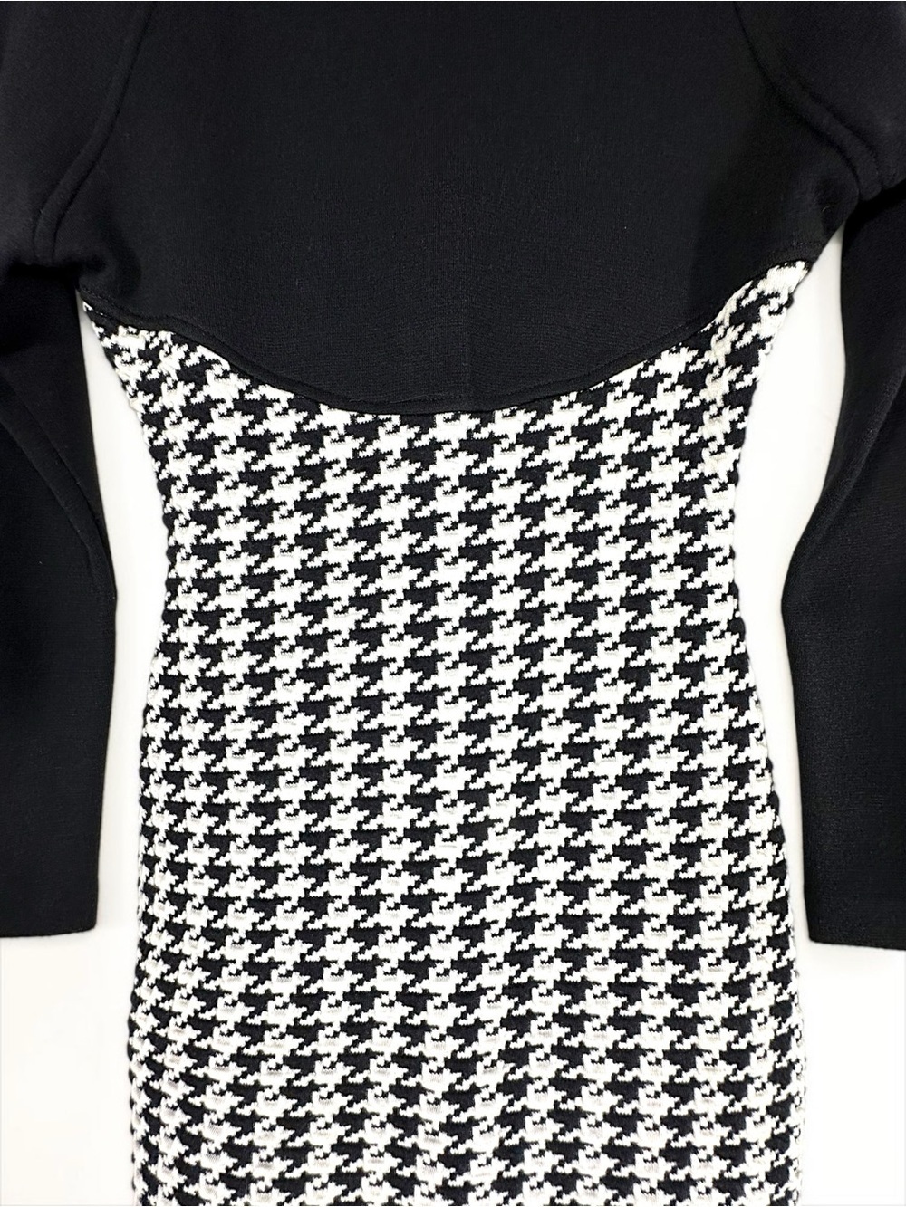 Vintage 70s Algo-Ettes Stretchy Knit Houndstooth Bodycon Mini Dress XS - Picture 8 of 9